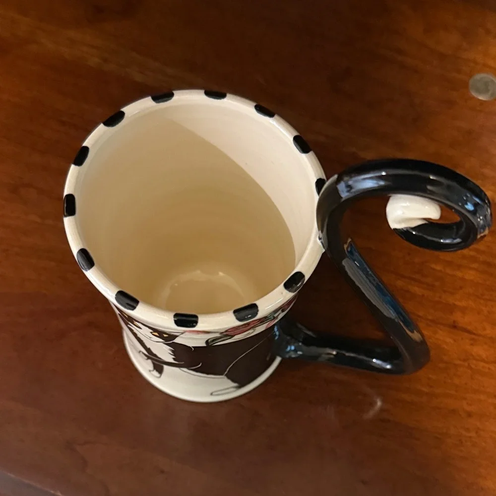 Cat Design Ceramic Mug with Black‎ Handle